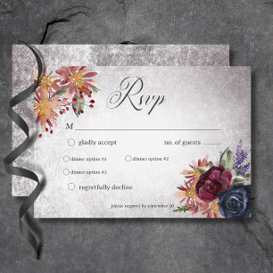 Rustieke Gotische Kleuren Halloween Bruiloft Diner RSVP Kaartje