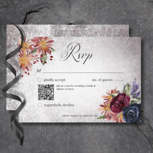 Rustieke Gotische Kleuren Halloween Bruiloft QR Co RSVP Kaartje