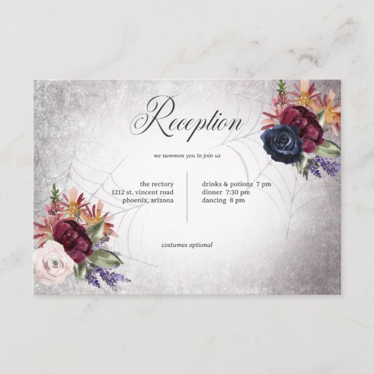 Rustieke Gotische kleuren Halloween bruiloft recep Informatiekaartje (Voorkant)