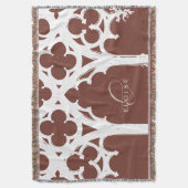 Rustieke Gotische Raamkalligrafie Terracotta Deken (Voorkant Verticaal)