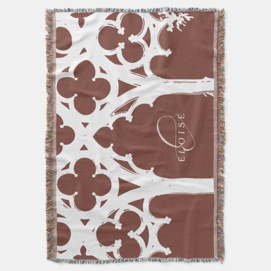 Rustieke Gotische Raamkalligrafie Terracotta Deken (Voorkant Verticaal)