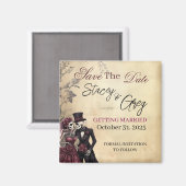 Rustieke Gotische Skeleton Wedding Magneet (Voorkant / Achterkant)