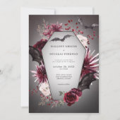 Rustieke Gotische Zwarte Bourgondische Halloween T Kaart (Voorkant)