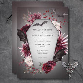 Rustieke Gotische Zwarte Bourgondische Halloween T Kaart