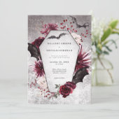 Rustieke Gotische Zwarte Bourgondische Halloween T Kaart (Staand voorkant)