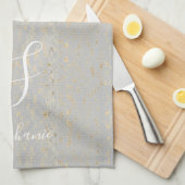 Rustieke Gouden Artsy Patronen Monogram Initialen Theedoek (Quarter Fold)