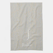 Rustieke Gouden Artsy Patronen Monogram Initialen  Theedoek (Verticaal)