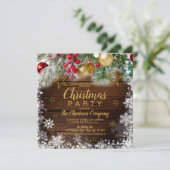 Rustieke Gouden Baubles Holly Berries Kerstfeest Kaart (Staand voorkant)