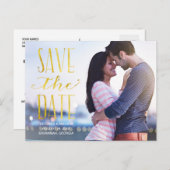 Rustieke gouden belettering foto Save the Date Aankondigingskaart (Voorkant / Achterkant)