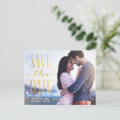 Rustieke gouden belettering foto Save the Date Aankondigingskaart (Staand voorkant)
