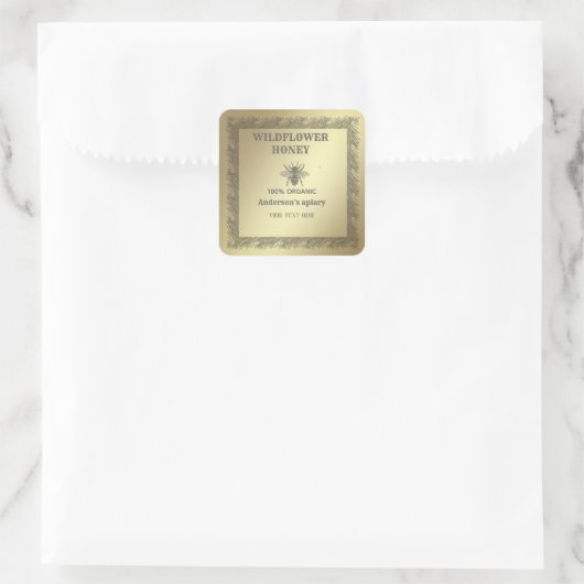  rustieke gouden bijenhoningpot vierkante sticker (Tas)