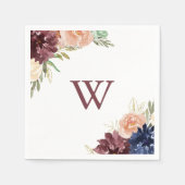 Rustieke Gouden Bladeren en Bloemen Monogram Bruil Servet (Voorkant)