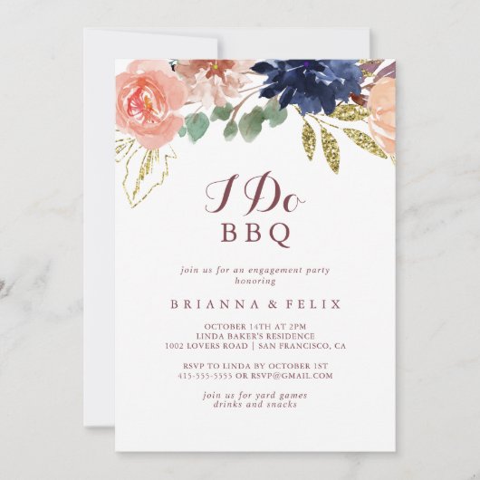 Rustieke gouden bladeren Ik doe BBQ verlovingsfees Kaart (Voorkant)