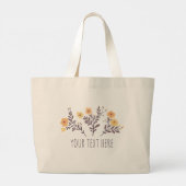 Rustieke Gouden Bloemen Aangepaste Boodschappen Wi Grote Tote Bag (Achterkant)
