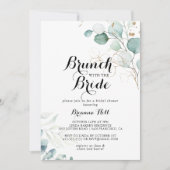 Rustieke Gouden Bloemen Brunch met de Bruiddouche Kaart (Voorkant)