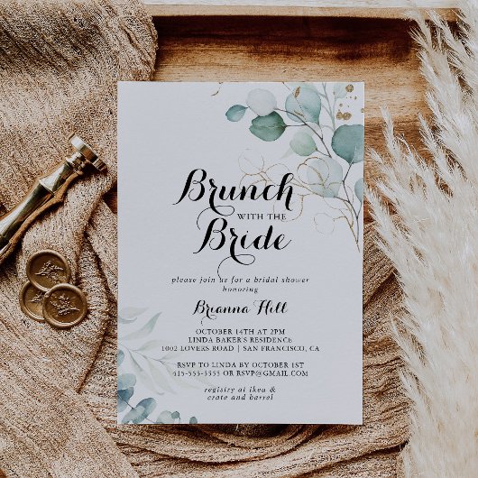 Rustieke Gouden Bloemen Brunch met de Bruiddouche Kaart
