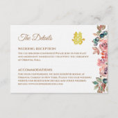 Rustieke gouden bloemenChinese bruiloft details Informatiekaartje (Voorkant)