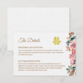 Rustieke gouden bloemenChinese bruiloft details Informatiekaartje (Voorkant / Achterkant)