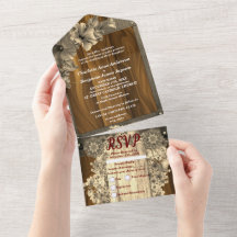 Rustieke gouden bloemige trouw uitnodiging alles i