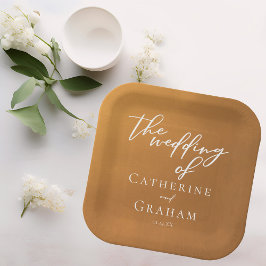 Rustieke gouden Boheemse bruiloft Papieren Bordje