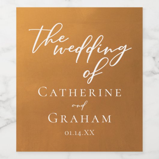 Rustieke gouden bruiloft gepersonaliseerde boho wijn etiket (Enkel label)