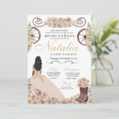 Rustieke gouden champagne Western Quinceanera Kaart (Staand voorkant)