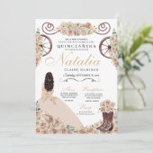 Rustieke gouden champagne Western Quinceanera Kaart (Staand voorkant)