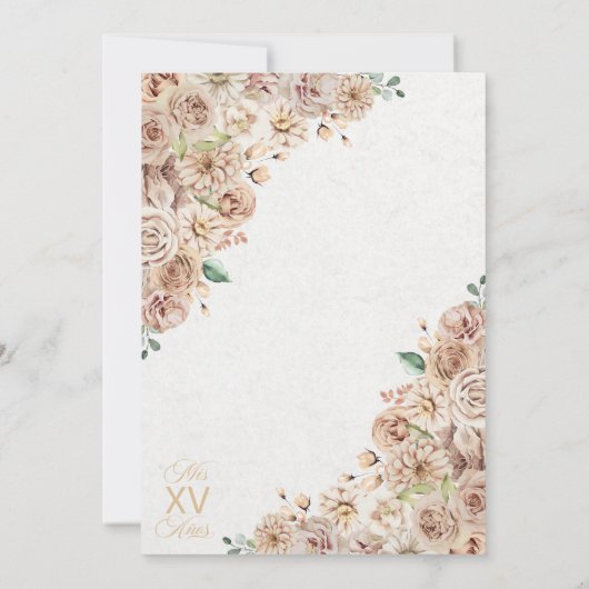 Rustieke gouden champagne Western Quinceanera Kaart (Achterkant)