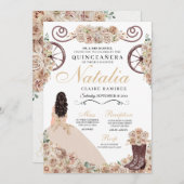 Rustieke gouden champagne Western Quinceanera Kaart (Voorkant / Achterkant)