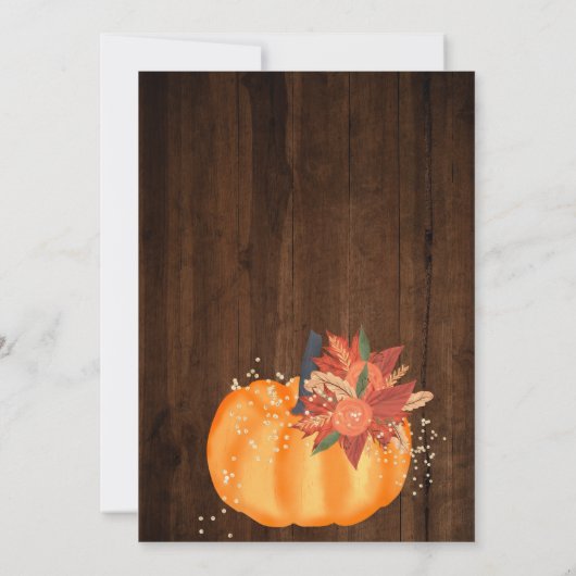 Rustieke gouden chique bloemenhouten lichten herfs kaart (Achterkant)