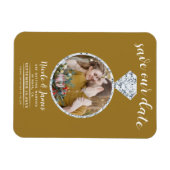 Rustieke Gouden Diamanten Ring Bling Foto Opslaan Magneet (Horizontaal)
