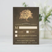 rustieke gouden eik boom bruiloft RSVP Kaarten (Staand voorkant)
