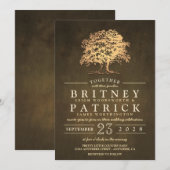 rustieke gouden eiken boom bruiloft uitnodigingen (Voorkant / Achterkant)