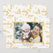 Rustieke Gouden Folie Tak Kerstmis Foto Feestdagenkaart (Voorkant / Achterkant)