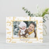 Rustieke Gouden Folie Tak Kerstmis Foto Feestdagenkaart (Staand voorkant)