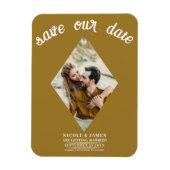 Rustieke Gouden Foto Bruiloft Save the Date Magneet (Verticaal)
