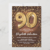 Rustieke Gouden Glitter 90e Verjaardag Kaart (Voorkant)