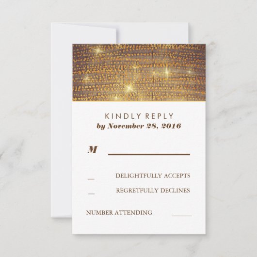 Rustieke Gouden Glitter Confetti Wedding RSVP Kaar (Voorkant)
