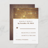 Rustieke Gouden Glitter Confetti Wedding RSVP Kaar (Voorkant / Achterkant)