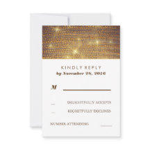 Rustieke Gouden Glitter Confetti Wedding RSVP Kaar