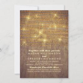 Rustieke Gouden Glitter String Lights Wedding Kaart