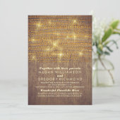 Rustieke Gouden Glitter String Lights Wedding Kaart (Staand voorkant)