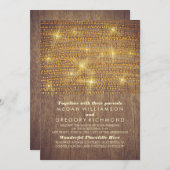Rustieke Gouden Glitter String Lights Wedding Kaart (Voorkant / Achterkant)