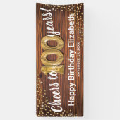 Rustieke Gouden Glitters 100e Verjaardag Spandoek (Verticaal)