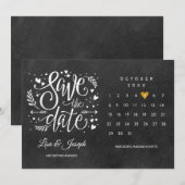 Rustieke Gouden Hart Kalender Datum Besparen Kaart (Voorkant / Achterkant)