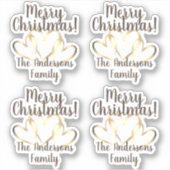 Rustieke gouden harten Merry Christmas gepersonali Sticker (Voorkant)