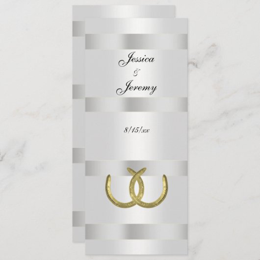 Rustieke Gouden Hoefijzers Silver Wht Menu Kaarten (Voorkant / Achterkant)