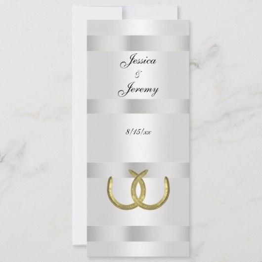 Rustieke Gouden Hoefijzers Silver Wht Menu Kaarten (Voorkant)