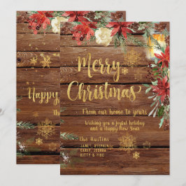 Rustieke Gouden Kalligrafie Kerst Kaart