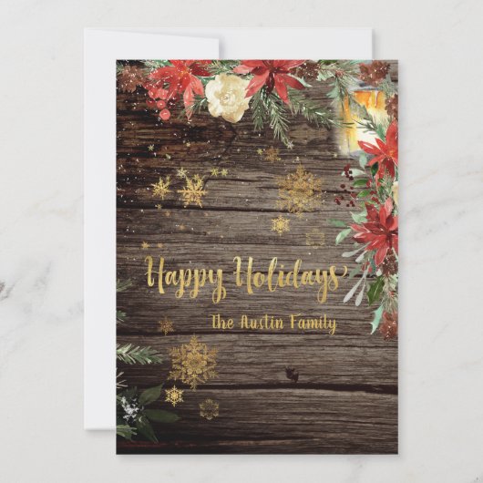 Rustieke Gouden Kalligrafie Kerst Kaart (Achterkant)